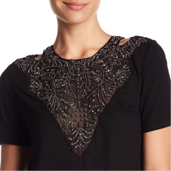 Haute Hippie Tops - New Haute Hippie ღ Intricate Beaded Tee ღ Black